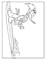 A coloring page of woody woodpecker
